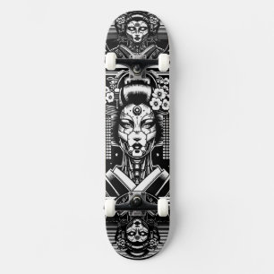 Skateboard Cyborg Geisha