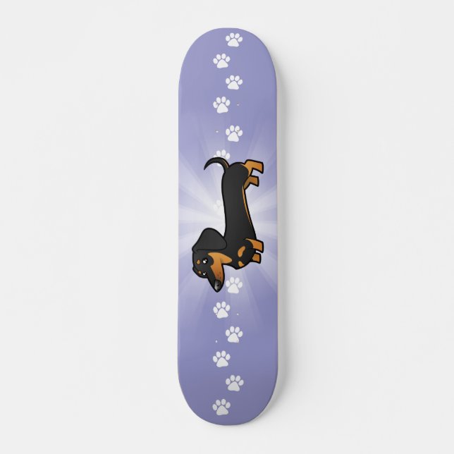 Skateboard Dachshund del dibujo animado (capa lisa) (Anverso )