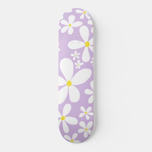 Skateboard Daisies de la Primavera Retro #1 #decoración #arte (Anverso)