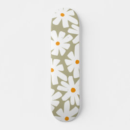 Skateboard Daisies de primavera patrón retro floral salvia ve