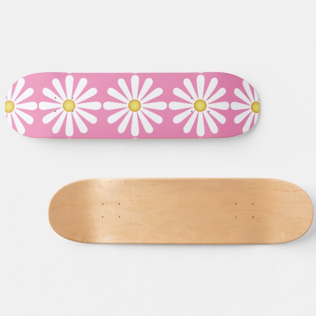 Skateboard Daisies en rosa (Horz)