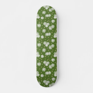 Skateboard Daisies y puntos - blanco, arena y verde pálido