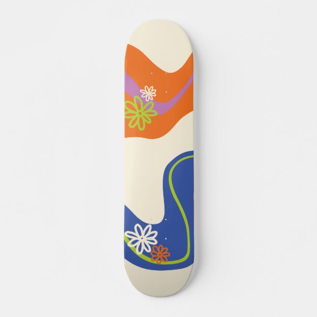 Skateboard Daisy Groove Azul, Naranja, Púrpura, Verde y Crema (Anverso )
