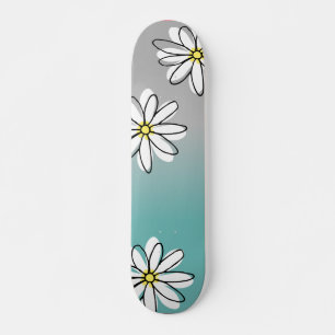 Skateboard Daisy Modren Verde azulada Gray Ombre Doodle
