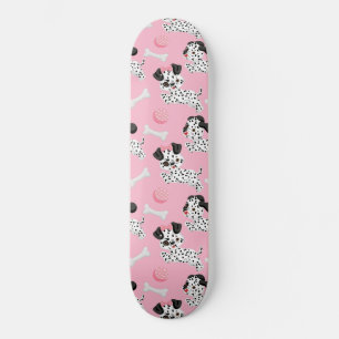 Skateboard Dálmatas cachorros Black Spots Pink Toy Ball White