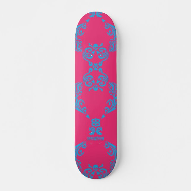 Skateboard Damasco Aguamarina-Magenta (Anverso )