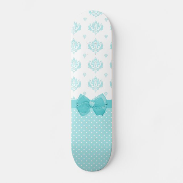 Skateboard Damasco Azul Aqua Con Cinta Turquesa (Anverso)