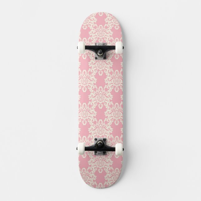 Skateboard Damasco retro floral (Anverso)