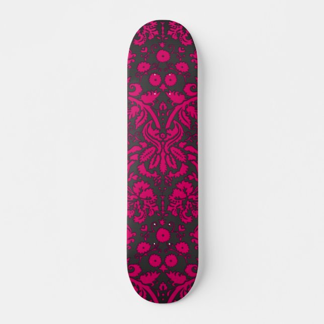Skateboard Damasco rosado y negro de neón (Anverso )