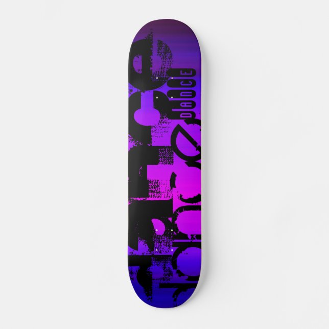 Skateboard Danza; azul violeta vibrante y magenta (Anverso)