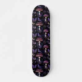 Skateboard Dark Witchy Mushroom Butterfly Celestial Pattern