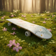 Skateboard de acuarela floral | Diseño botánico
