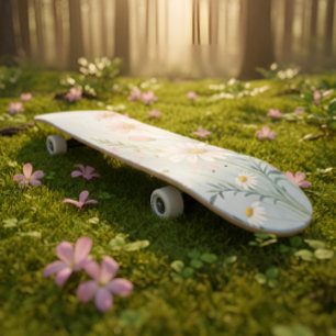 Skateboard de acuarela floral   Diseño botánico