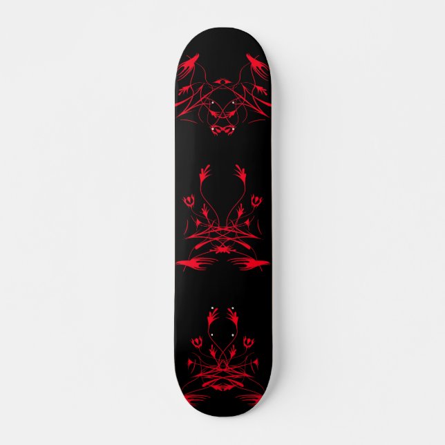 Skateboard de arte tribal - Negro y rojo (Anverso )