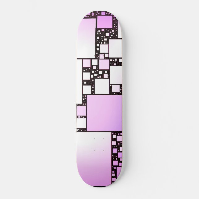 Skateboard de baile rosa y cuadrado blanco (Anverso)