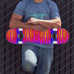 Skateboard de banda de neón rosa y azul