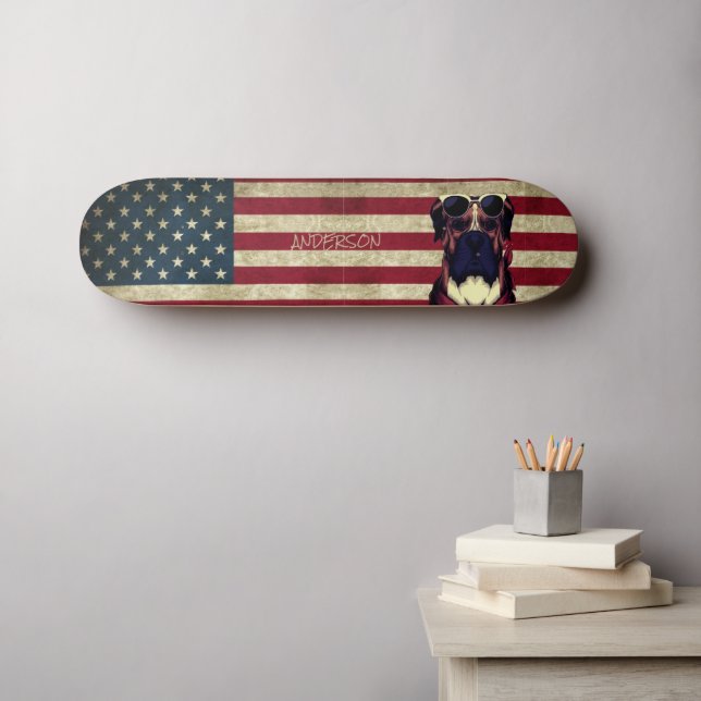 Skateboard de Bulldog estadounidense personalizado (Arte de pared (horz))