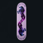 Skateboard de caballos erguidos con texto Personal<br><div class="desc">Skateboard con Urecght Black Wild Horses - Black and White Drawing Animal Art Mustang Horses by MIGNED - Add Your Unique Text / Name - Choose / add your favorito text and Background Color - Redimensionar y mover o eliminar elementos con la herramienta de personalización. Por favor, vea mis otros...</div>
