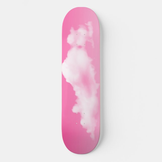 Skateboard de cielo rosa y nubes (Anverso)