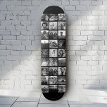 Skateboard de Collage de fotos en Instagram de Gua<br><div class="desc">Guay,  moderna cubierta de patinaje con su personalizado de Collage de fotos de Instagram. Personaliza fácilmente con tus fotos favoritas. Hace una gran cubierta con un montaje en pared (separado) para un gran cumpleaños o un regalo de graduación! Este diseño es blanco y negro.</div>