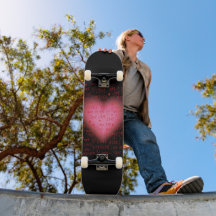 Skateboard de corazón rosado