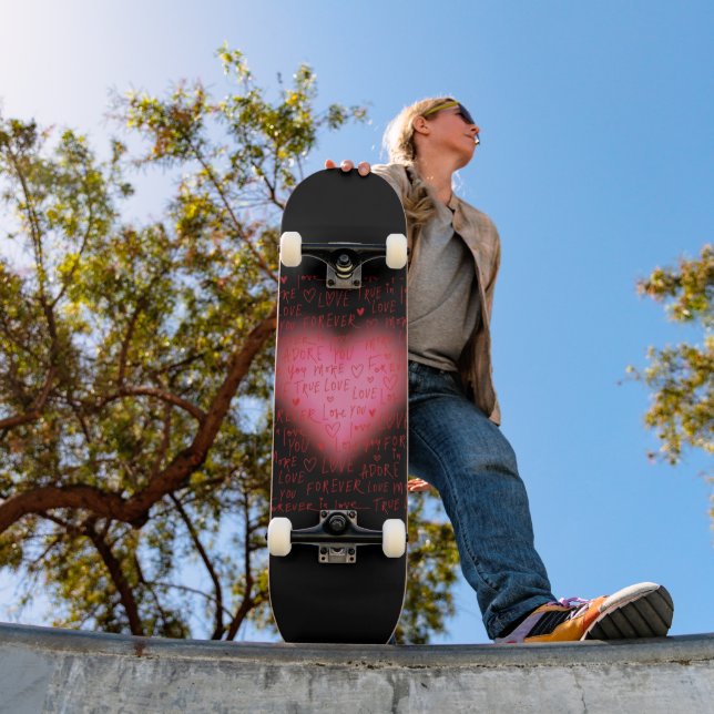 Skateboard de corazón rosado (Exterior 1)