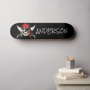 Skateboard de cráneo de barco pirata personalizado