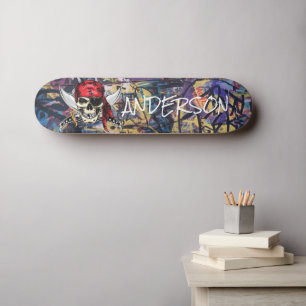 Skateboard de cráneo de barco pirata personalizado