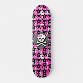 Skateboard de cráneo de Bow rosa