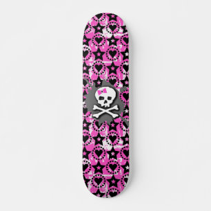 Skateboard de cráneo de Bow rosa
