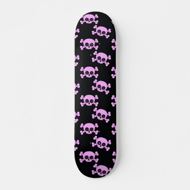 Skateboard de cráneo rosado (Anverso )