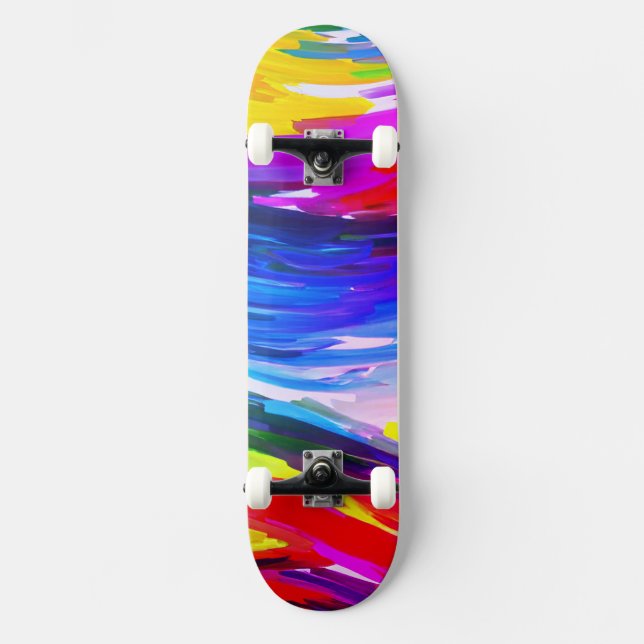 Skateboard de dibujos animados azul amarillo (Anverso)