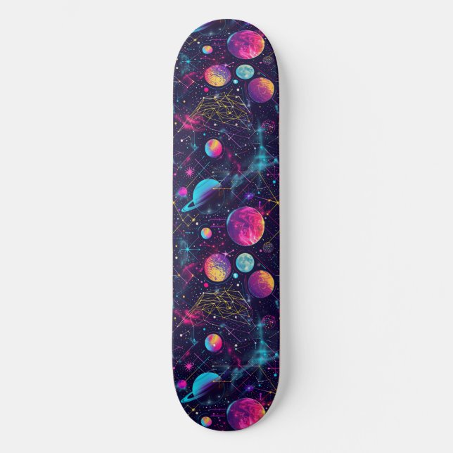 Skateboard de diseño Astrológico Retro 80 único (Anverso)
