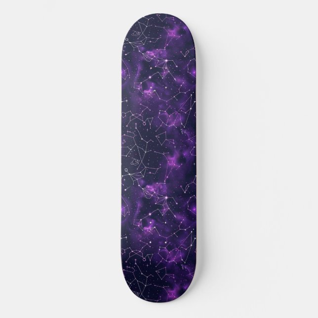 Skateboard de diseño de astrología púrpura único (Anverso)