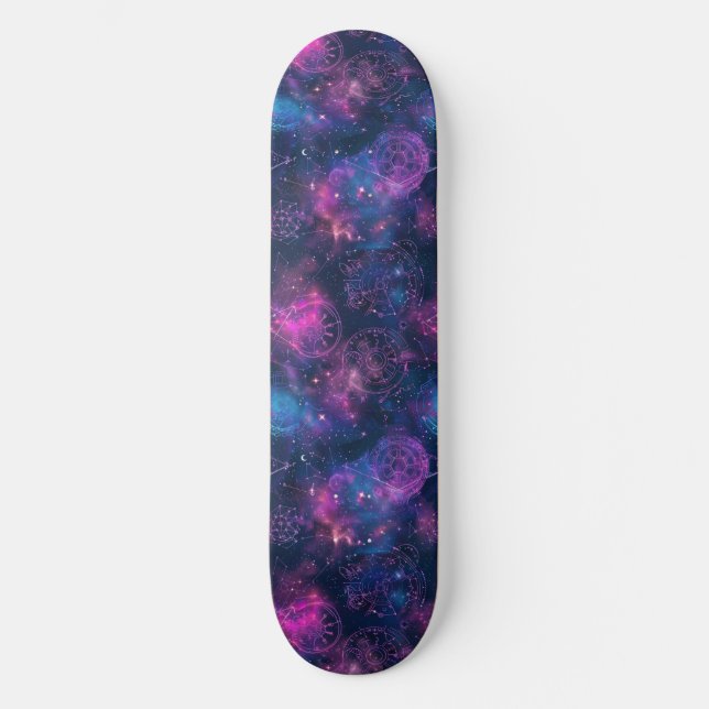 Skateboard de diseño de astrología púrpura único (Anverso)