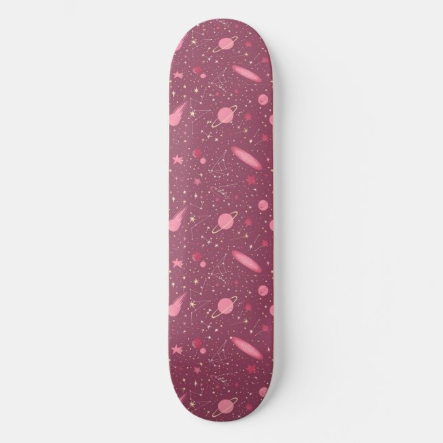 Skateboard de diseño de astrología rosa único (Anverso)