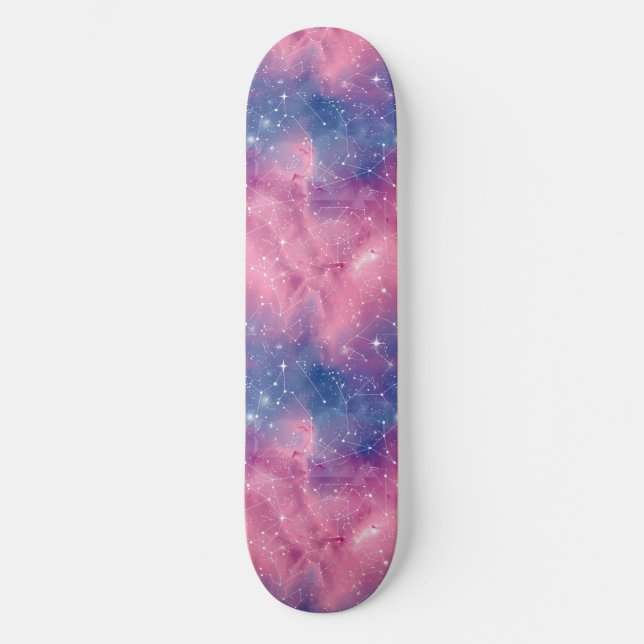 Skateboard de diseño de astrología rosa único (Anverso)