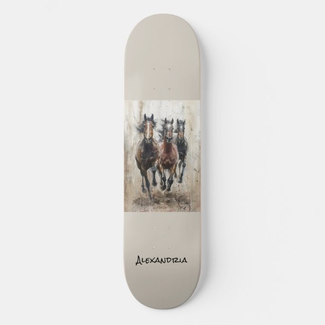 Skateboard de diseño único de caballos personaliza (Anverso)