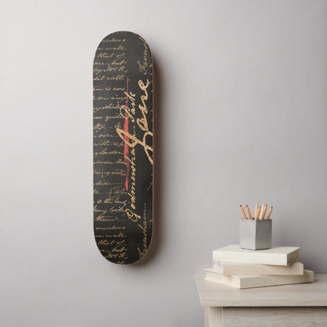 Skateboard de escritura a mano Jane Austen (Arte de la pared)