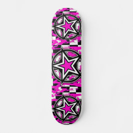 Skateboard de Estrellas Emo Rosadas por Bradley Bo