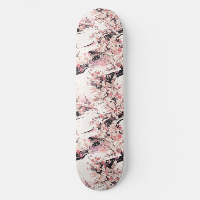 Skateboard de flores de cerezo japonés (Anverso)