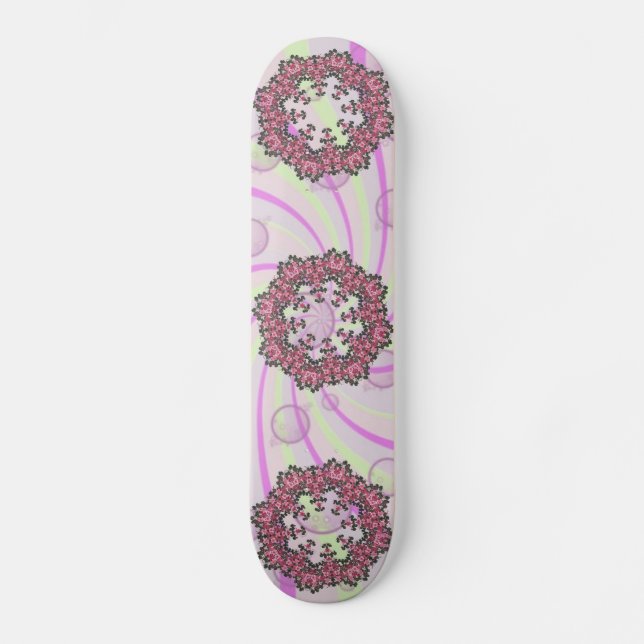 Skateboard de flores rosadas (Anverso)