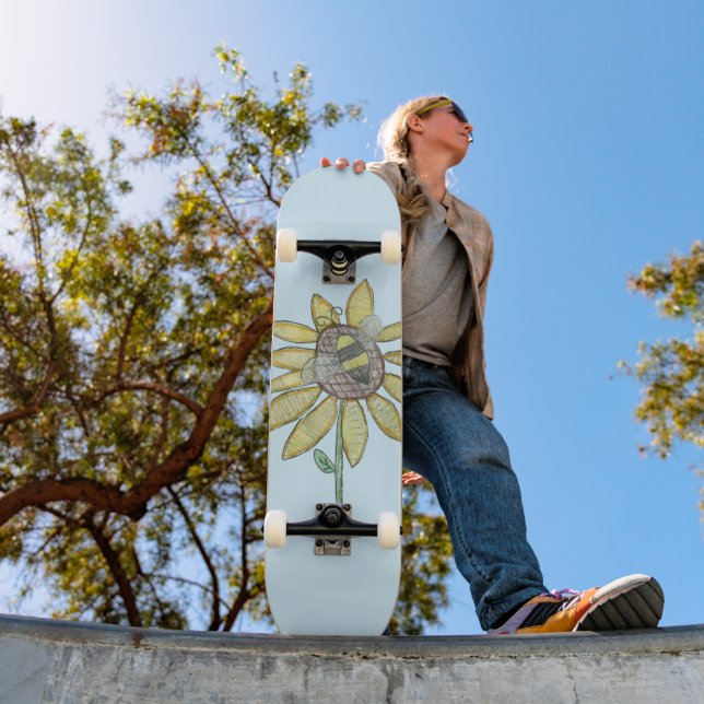 Skateboard de girasol y abejas (Exterior 1)