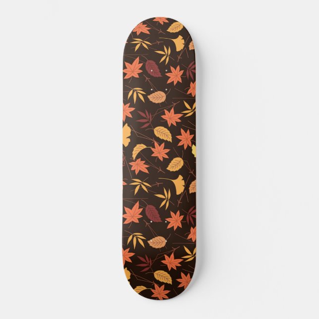 Skateboard de hojas de otoño en caída (Anverso)
