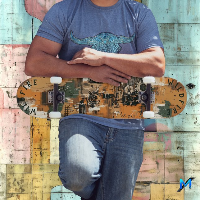 Skateboard De inspiración industrial con arte mecánico abstra (Subido por el creador)