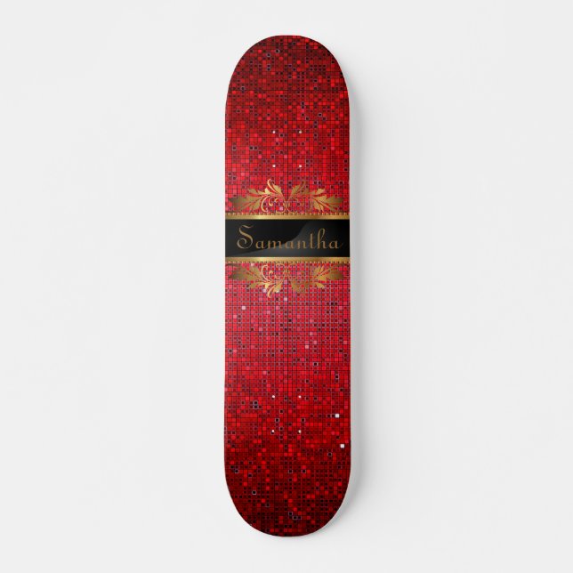 Skateboard de la Escuela Vieja Red Purpurina Sequi (Anverso )