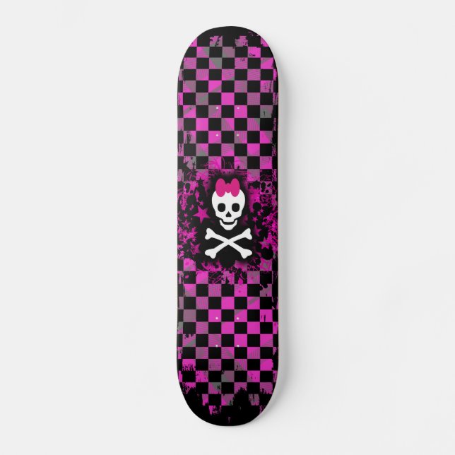 Skateboard de la Princesa Rosa Check Skull (Anverso)