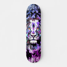 Skateboard de león azul - Dibujo de retrato de car
