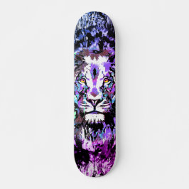 Skateboard de león azul - Dibujo de retrato de car