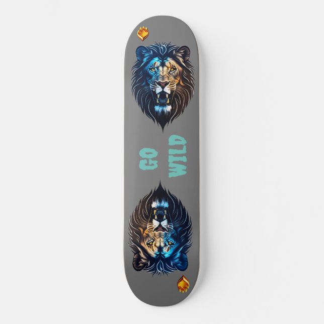 Skateboard de leones salvajes | Tablero de Arte de (Anverso)
